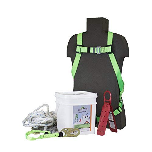 Peakworks V8257272 Fall Protection, Contractor/Industrial Roofer's Kit, 25 ft, Universal Size Harness