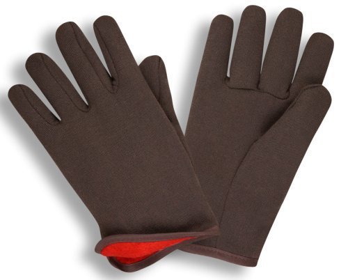 GF Gloves 4414-144 Brown Jersey Winter Work Gloves with Red Fleece Lining, Large, (case of 144 Pairs)