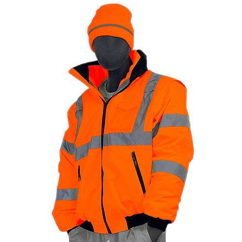 Majestic Glove 75-1382/X3 Bomber Jacket, 8 in 1, High-Vis, Class 3, 3X-Large, Orange