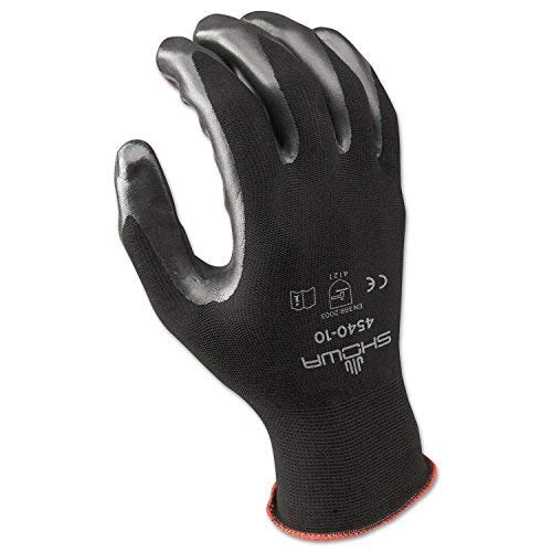 SHOWA 4540-09 Zorb-IT Black-Lite Sponge Nitrile Coated Gloves, Large, Black by SHOWA