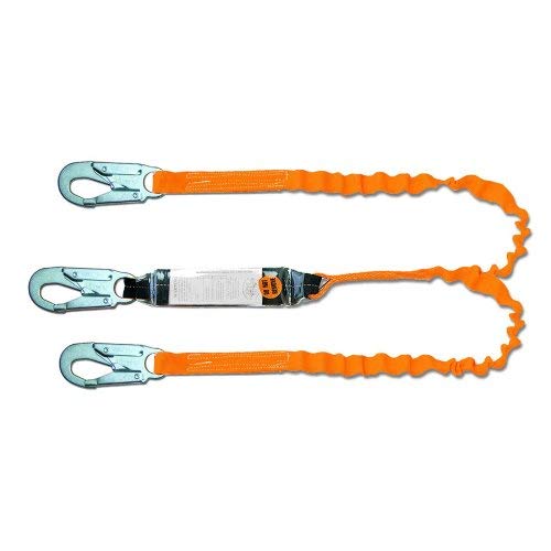 Guardian Fall Protection 11901 6-Foot Tiger Tail Double Leg Stretch Lanyard with Snaphooks