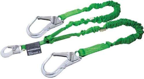 Miller by Honeywell 231MAL/6FTGN 6-Feet Manyard II Shock Absorbing Stretchable Web Lanyard with 2 Aluminum Locking Rebar Hook, Green