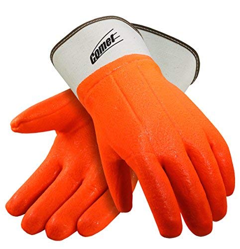 Galeton 7210 Comet Insulated PVC Coated Gloves, Safety Cuff, Large,Orange (Pack of 12)