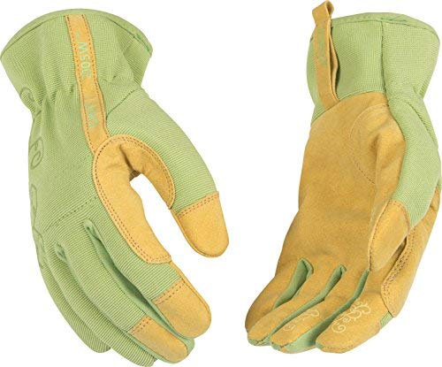 Kinco 2005W KincoPro Synthetic Leather Women's Glove with Stretchable Green Back, Work, Medium, Tan (Pack of 6 Pairs)