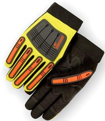 Elastic Wrist Glove, Blk/Ylw, L, PK12