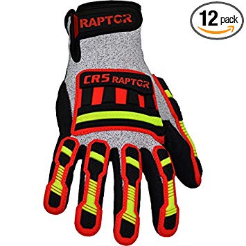 Azusa Safety CR5 RAPTOR Heavy Cuty Cut Resistant Work Glove, Sandy Textured Nitrile Finish with Impact Protection, Small (Pack of 12 Pairs)