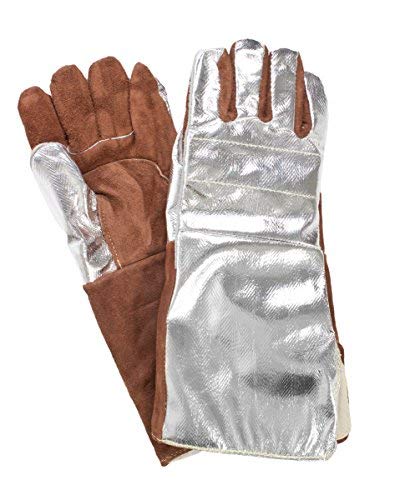 National Safety Apparel DJXG705165XL Rayon Back Glove with Thermal Leather Palm, Large, Aluminized Back/Red Palm