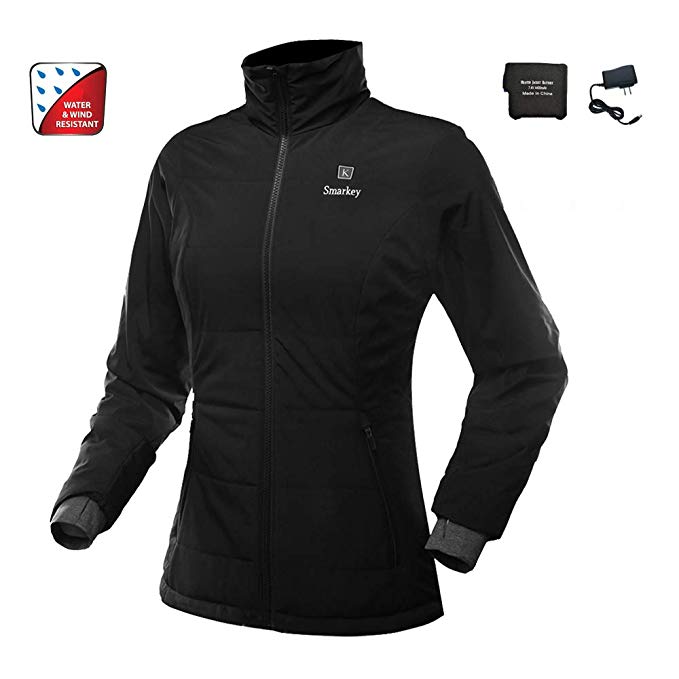 Smarkey Women Heated Jacket With 1pcs 4400mAh Battery And Charger For Winter Outdoor Wear (L)