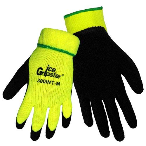 Global Glove 300INT Ice Gripster Acrylic Terrycloth Glove, Work, Medium, Neon yellow/Black (Case of 72)