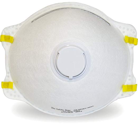 Safety Zone RS-920-EV-N95 NIOSH N95 Certified Particulate Disposable Respirator Dust Mask with Exhalation Valve, (Box of 10)