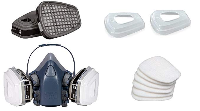 3M R-7512ES Professional Half-Mask Organic Vapor, P95 Respirator Assembly, Medium (Bundle Size (Mask+Retainer+Filter+Cartridges))