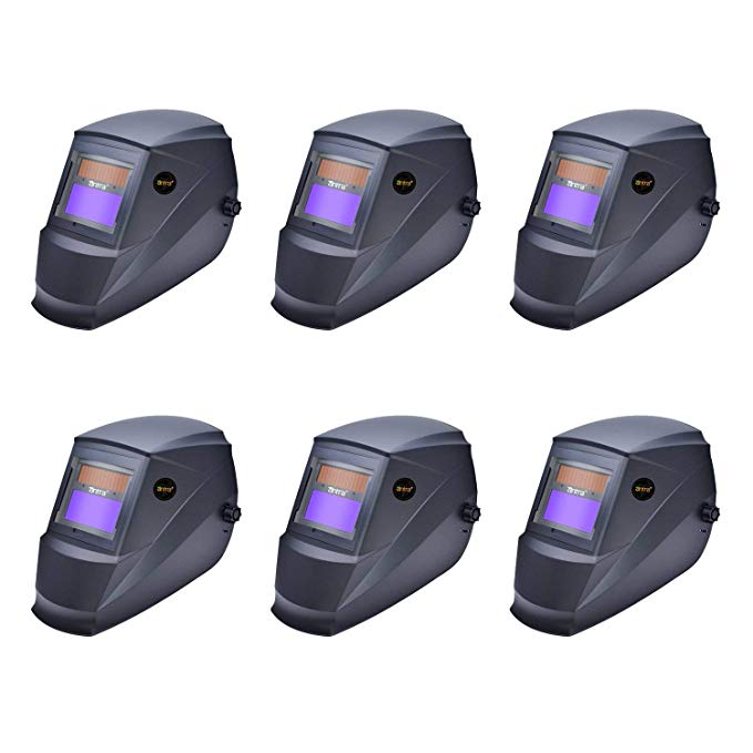 Antra AH7-220-0000 Solar Power Auto Darkening Welding Helmet with AF-220i Shade 9-13 with Grinding Feature Extra lens covers Good for TIG MIG MMA (6-(Pack))