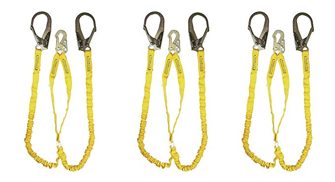 Guardian Fall Protection 11203 IS-72-2R 6-Foot Double Leg Internal Shock Lanyard with Rebar Hook (Pack of 3)