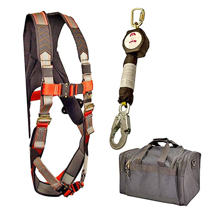 Madaco Roof Construction Fall Protection Full Body Industrial Safety Harness Internal Shock Absorbing 6FT Lanyard Kit Size M-XXL ANSI OSHA Max I