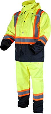 Terra 116520YLXL High-Visibility Reflective Safety Rain suit, Yellow, X-Large