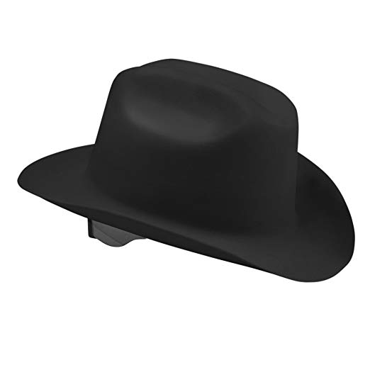Jackson Safety Western Outlaw Hard Hat (17330), Wide 360-Degree Brim, 4-Pt. Ratchet Suspension, Black, 4 Hats / Case