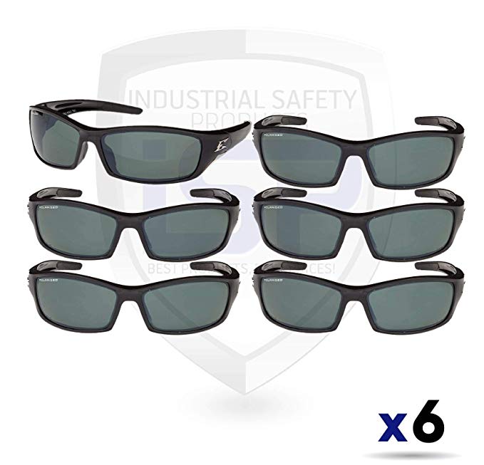 Edge Eyewear TSRG216 Reclus Safety Glasses Black Frames Gradient Polarized Smoke Lens (6 Pack)