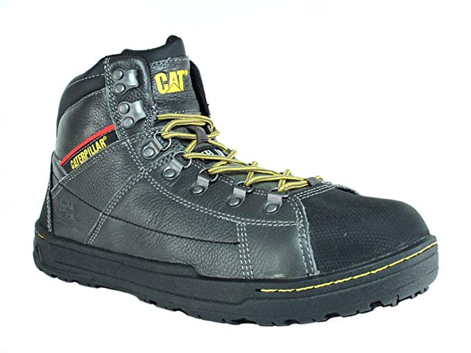 Caterpillar BRODE HI SG Steel Toe Men's Work Gray Leather Shoes Boots