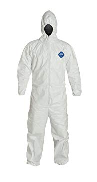 DuPont Tyvek TY127S Coverall with Respirator-Fit Hood, Disposable, Elastic Cuff