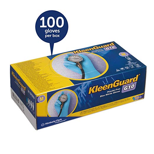 Kleenguard G10 Blue Nitrile Gloves (57372), Medium (Med.), Powder-Free, 6 Mil, Ambidextrous, Thin Mil, 100 Gloves/Box, 10 Boxes/Case