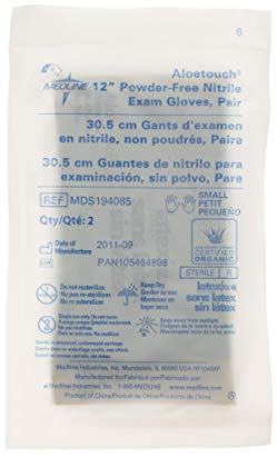 Medline MDS194085 Aloetouch Powder-Free Nitrile Exam Gloves, Latex Free, 12