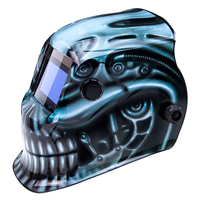 True-Fusion™ BioMech IQ1700 Solar Powered Auto-Darkening Welding Helmet/Grind mask with FREE Storage Bag, Spare Lenses and Spare Sweatband included