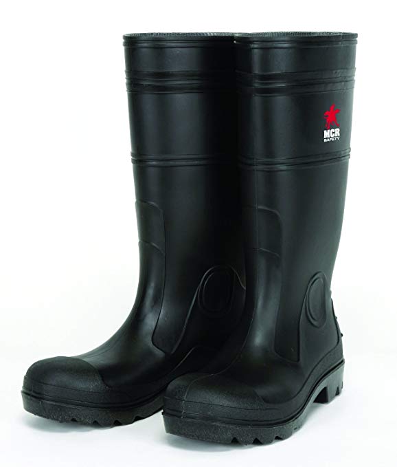 MCR Safety PBS12013 Waterproof PVC Men's Knee Boot with Steel Toe, Black, Size 13, 1-Pair