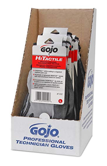 GOJO (1432-12-12PK) HITACTILE Large Professional Technician Gloves, (Pack of 12)