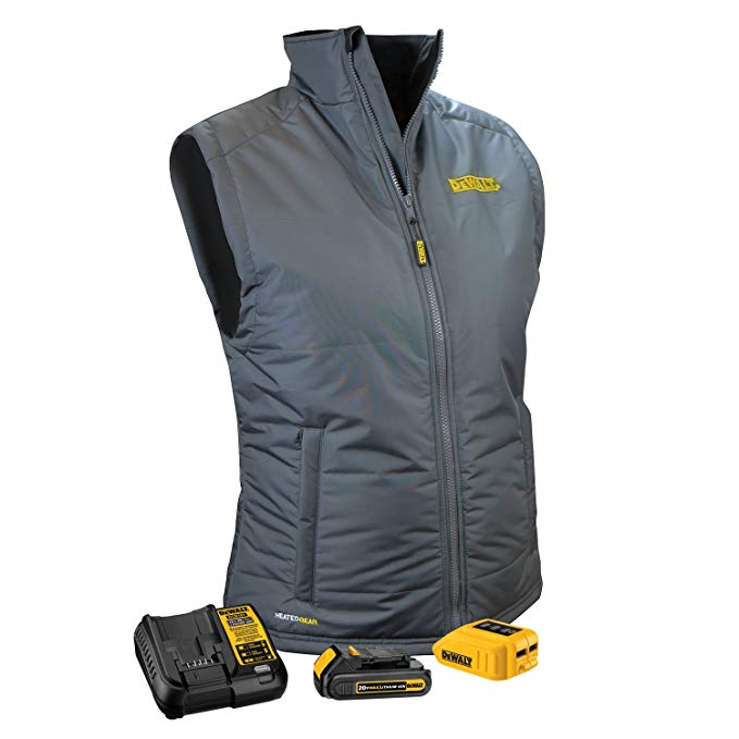 DeWALT DCHVL10C1 20-Volt/12-Volt Women's Heated Quilted Gray Vest Jacket, X-Small