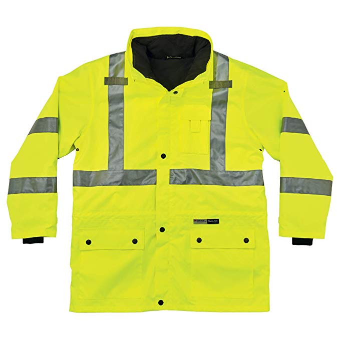 Ergodyne GloWear 8385 ANSI High Visibility 4-in-1 Reflective Safety Jacket, Lime, 4XL