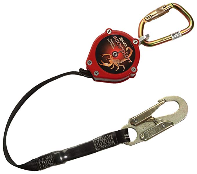 Miller Scorpion 9-Foot Personal Fall Limiter with Twist-Lock Carabiner & Locking Snap Hook, 310 lb. Capacity (PFL-2-Z7/9FT)