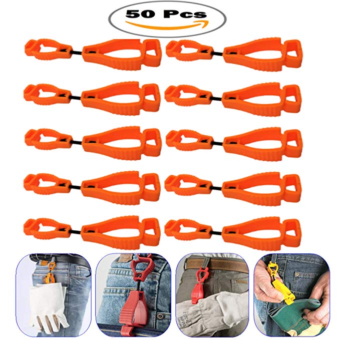 AT01 Safett Guard Glove Clips Belt Clips,Utility Catcher Clip Hook Belt Clips, Glove Carrier Clips, Safety Clips for Glove,Helmet, Earnuff, Mask, Cable, Cord, Rope Hunging Clips (50 PCS PACK)