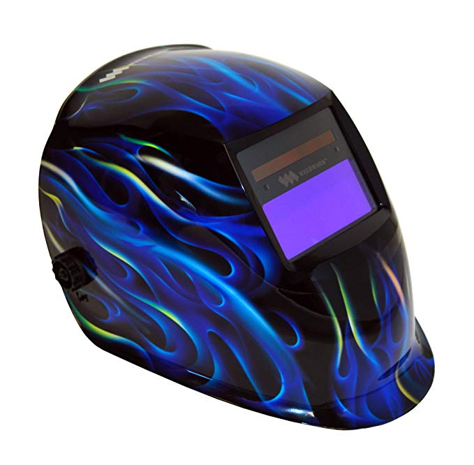 Weldmark Variable Shade Auto-Darkening Welding Helmet - BLUE FLAMES BF8VS9-13