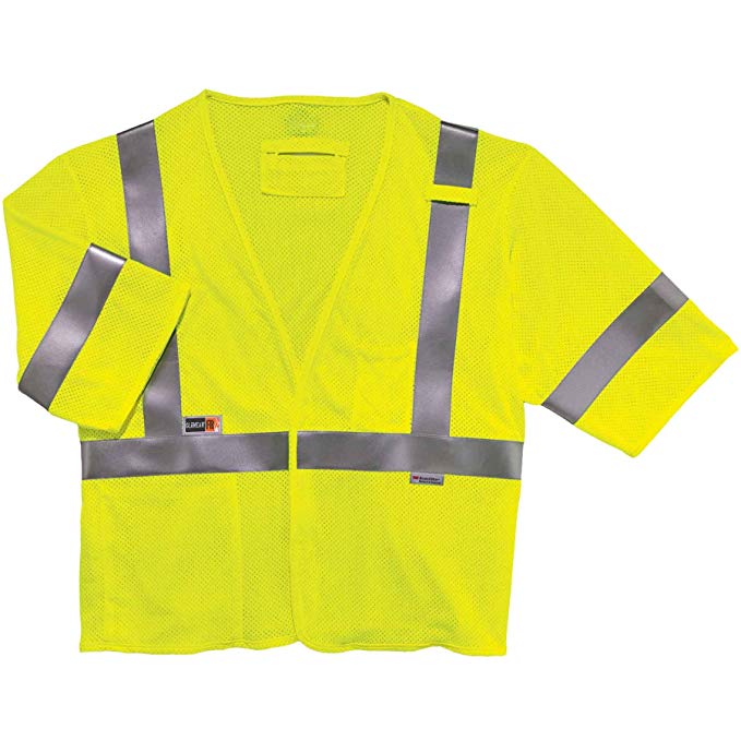 Ergodyne GloWear 8356FRHL ANSI Class 3 Fire Resistant Modacrylic Safety Vest with Sleeves, Lime, Large/X-Large