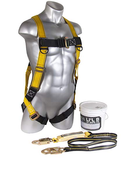 Guardian Fall Protection 00875 Li'l Bucket of Safe-Tie with XL HUV, Shock Absorbing Lanyard and Red Nylon Bag