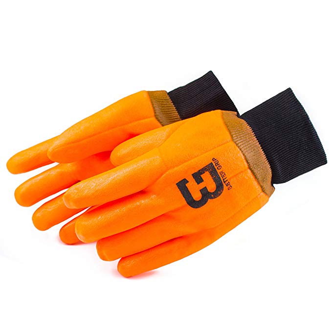 (Box Deal) Better Grip BG105ORGKW Heavy Duty Premium Sandy finished High Visibility PVC Coated Gloves with Knit Wrist, Chemical Resistant, One Size (72 pair- 1 Case)