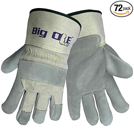 Global Glove 2100 Big Ole Leather Gunn Cut Premium Grade Glove with White Canvas Back and Washable Safety Cuff, Work, 2X-Large (Case of 72)