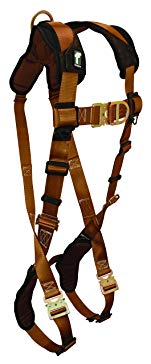 FallTech 7082LFD ComforTech Non-Belted Climbing Full Body Harness with 2 D-Rings, Quick Connect Legs and Chest, Brown/Black, Large