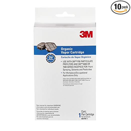 3M 6001PB1-1 Organic Vapor Replacement Cartridges, 10-Pairs