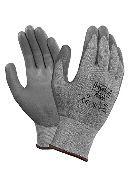 Ansell HyFlex 11-627 Lycra Light Duty Safety Glove with DSM Dyneema Technology, Abrasion/Cut Resistant, Size 6, Gray (Pack of 12 Pair)