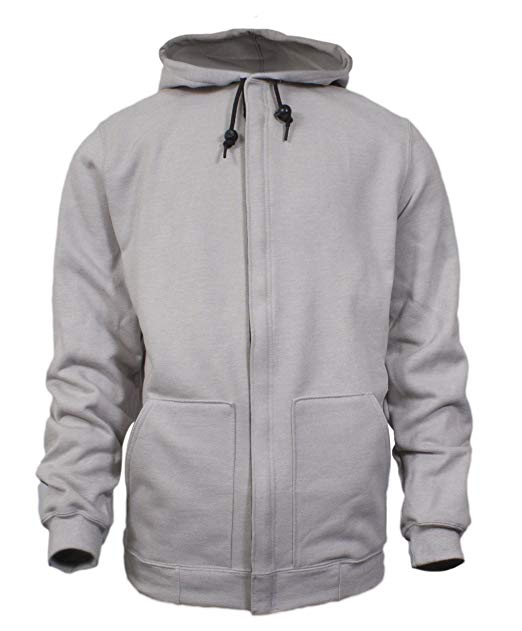 National Safety Apparel C21IG052X 14 oz Flame Resistant Modacrylic Blend Fleece Hooded Sweatshirt with Plastic Vislon Zipper, 2X-Large, Gray