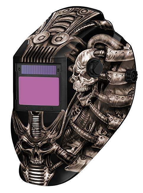 Metal Man ATEC8735SGC 9-13 Variable Shade Professional Auto-Darkening Welding Helmet, Techno Skull