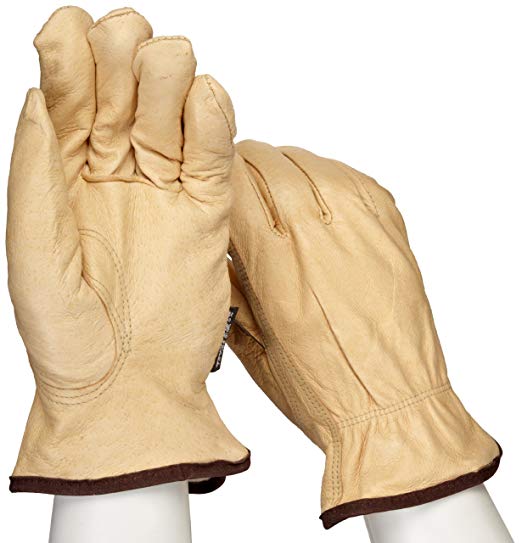 West Chester 9940KT Leather Glove, Shirred Elastic Wrist Cuff, 10