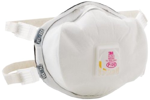 3M 8293 P100 Disposable Particulate Cup Respirator with Cool Flow Exhalation Valve, Standard (Case 20)