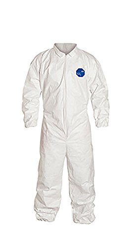 DuPont Tyvek 400 TY125S Disposable Protective Coverall with Elastic Cuffs, White, Large (Pack of 25)