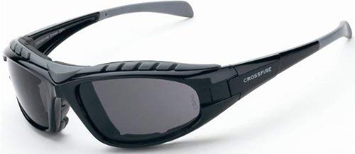 12 Pack Crossfire 2761AF Diamond Back Safety Glasses Smoke Anti-fog Lens - Shiny Black Frame, Foam Lined