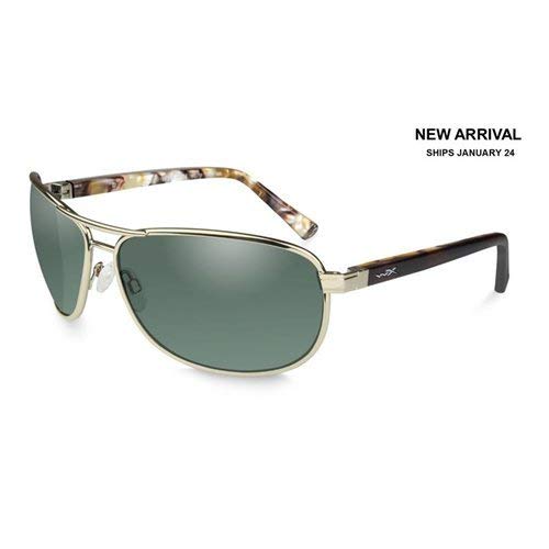 Wiley X ACKLE06 Klein Sunglasses Polarized Green Lens Frame, Gold