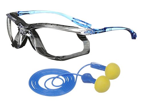3M Virtua CCS Protective Eyewear 11872-00000-20 (1 pack) and E-A-R Express Pod Plugs Corded Earplugs 311-1114 (100 Pack)