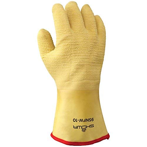 SHOWA 95NFW Insulated Fully Coated Cotton Jersey Natural Rubber Glove, Triple Layered Foam Insulation, General Purpose Work, 12