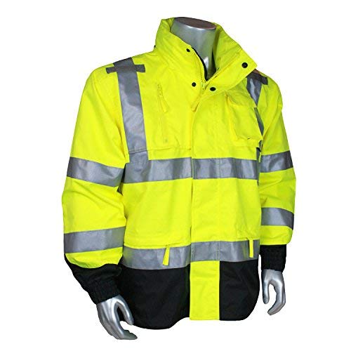 HEAVY DUTY RIP STOP RAIN JACKET 300 DENIER PU COATED RIP STOP OXFORD POLYESTER MATERIAL ATTACHED HOOD HIGH VISIBILITY GREEN SIZE 2X-LARGE